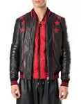 philipp plein cuir veste cool paradise embroidered stars rouge